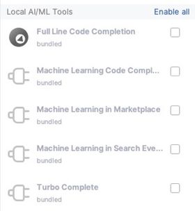 Plugins IntelliJ Idea d'IA locale désactivés|width=50